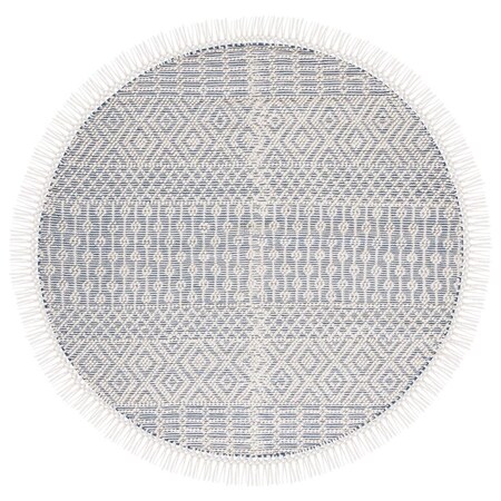 Safavieh 6 x 6 ft. Natura 852M Hand Loomed Round Area Rug; Ivory & Blue NAT852M-6R
